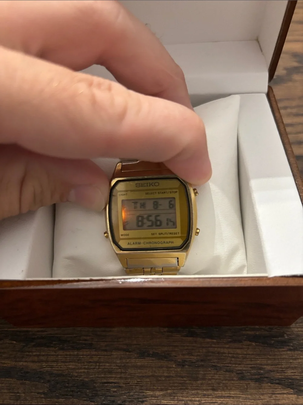 Seiko Gold Tone Digital Alarm Chronograph Watch